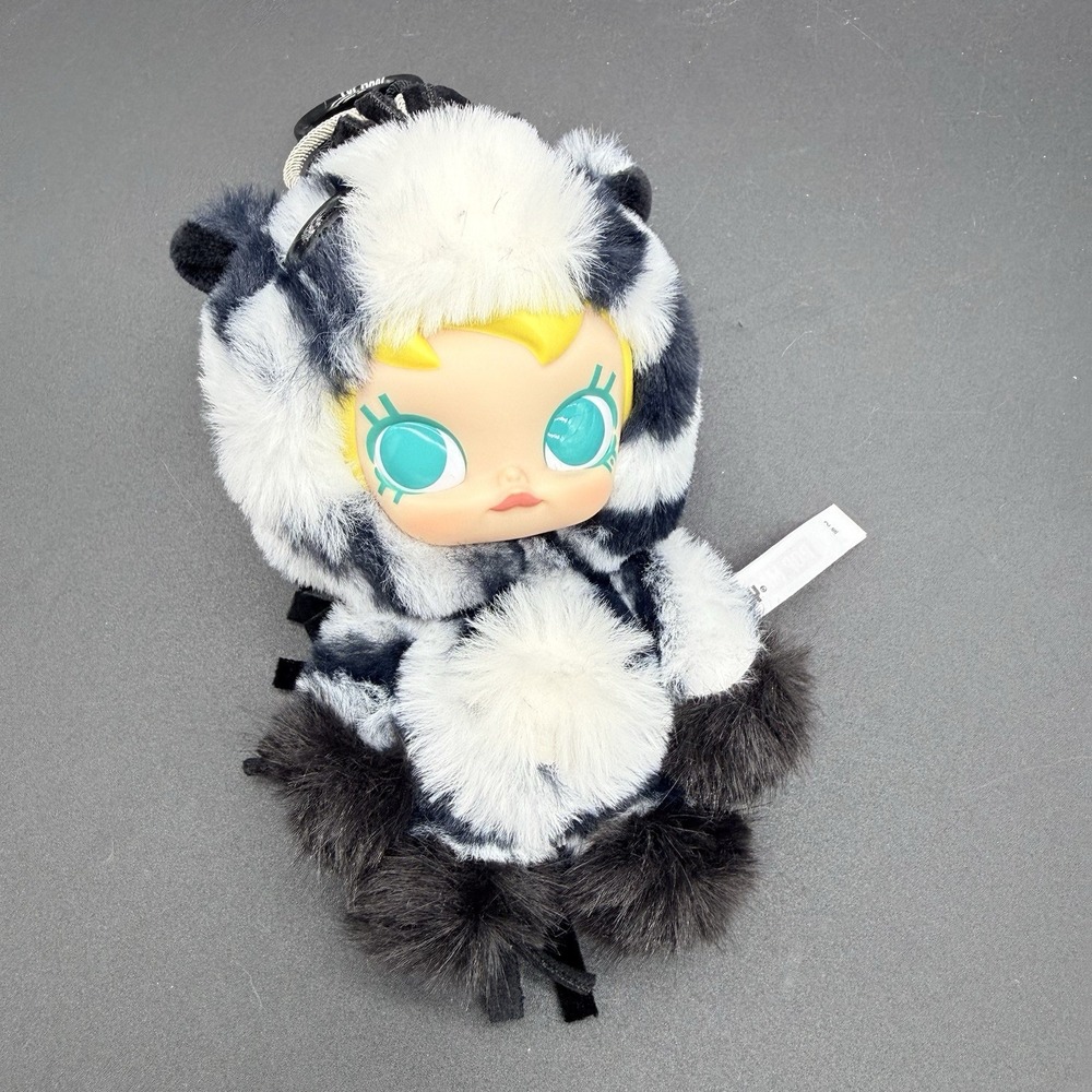 OP MART Molly Plush Pendant Keychain Black White Furry Doll Collectible